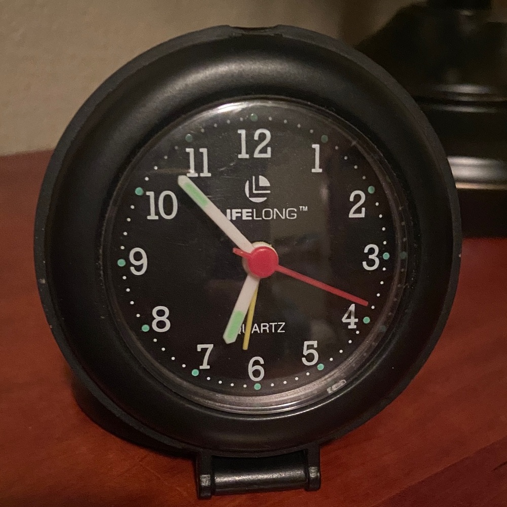 Travel Alarm Clock Portable Folding Compact Battery Operated Glow in the Dark